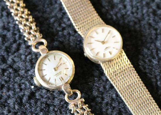 Two ladys 9ct gold wrist watches; Girard Perregaux and Longines